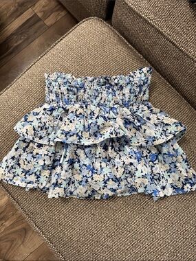 Blue Floral Tiered Smocked Tube Top